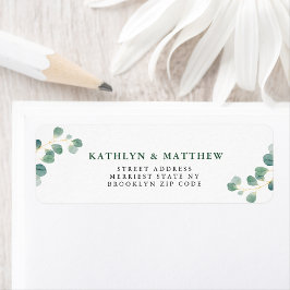 Étiquette Eucalyptus Green Elegant Wedding Adresse de retour