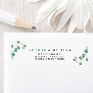 Étiquette Eucalyptus Green Elegant Wedding Adresse de retour