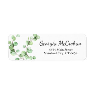 Étiquette Eucalyptus GreenerFeuilles Retour Adresse Label