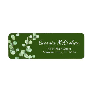Étiquette Eucalyptus Greenery Leaves Return Address Label