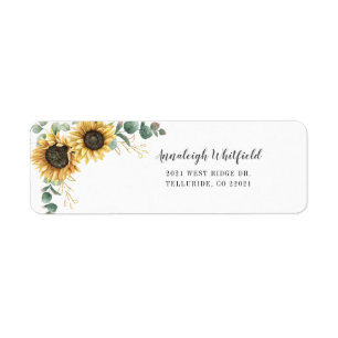 Étiquette Eucalyptus Greenery Sunflower Adresse de retour