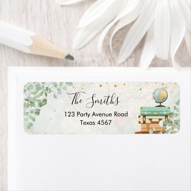Étiquette Eucalyptus Greenery Travel Douche Adresse de retou (En situation)