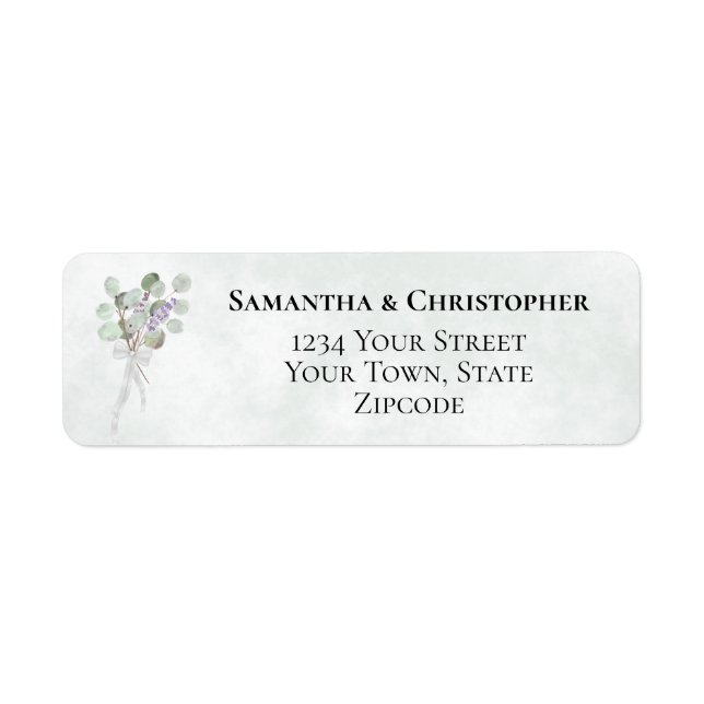 Étiquette Eucalyptus & Lavender Boho Mariage Adresse de reto (Devant)