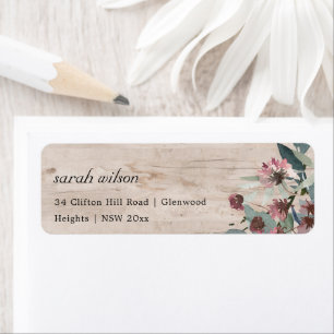 Étiquette Eucalyptus rose sauvage en bois rustique Adresse f