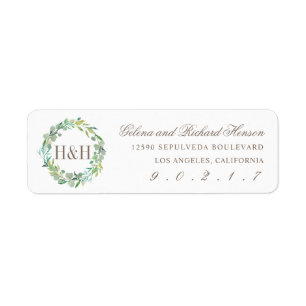 Étiquette Eucalyptus Sage Vert Aquarelle Florale Monogramme