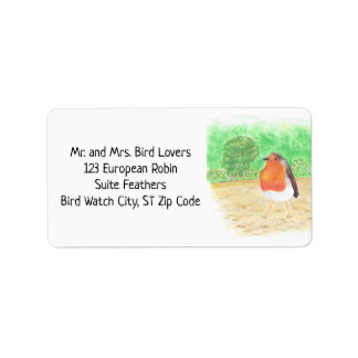 Étiquette European Robin in Watercolor, Address Labels