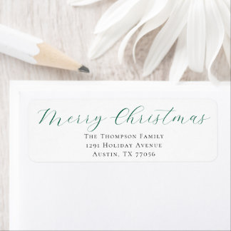 Étiquette Evergreen Merry Christmas Return Address Label