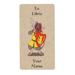 Étiquette Ex-libris du Rat Guerrier avec Falchion
