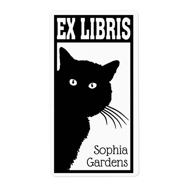 Étiquette Ex Libris - Peeping Black Cat (Devant)