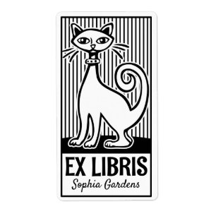 Étiquette Ex Libris - Retro Cat v2