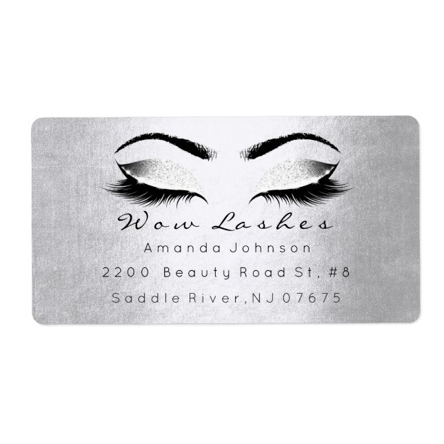 Étiquette Extension de maquillage de Parties scintillant gri (Devant)