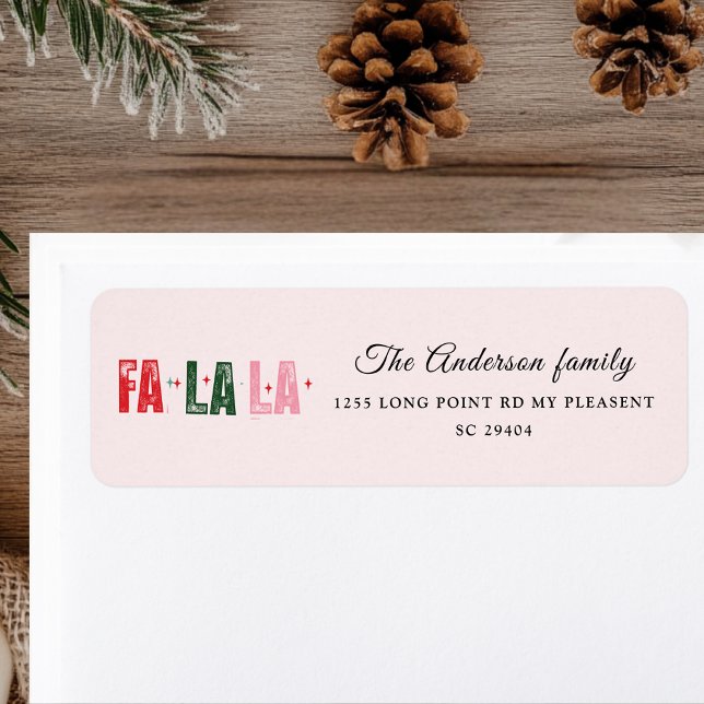Étiquette Fa La La Personnalisé Noël Familial (Créateur téléchargé)