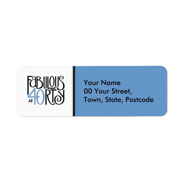 Étiquette Fabulous 40 noir bleu Adresse de retour Label (Devant)