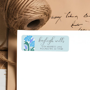 Étiquette Faire-part de mariage bleu ciel floral rétro simpl