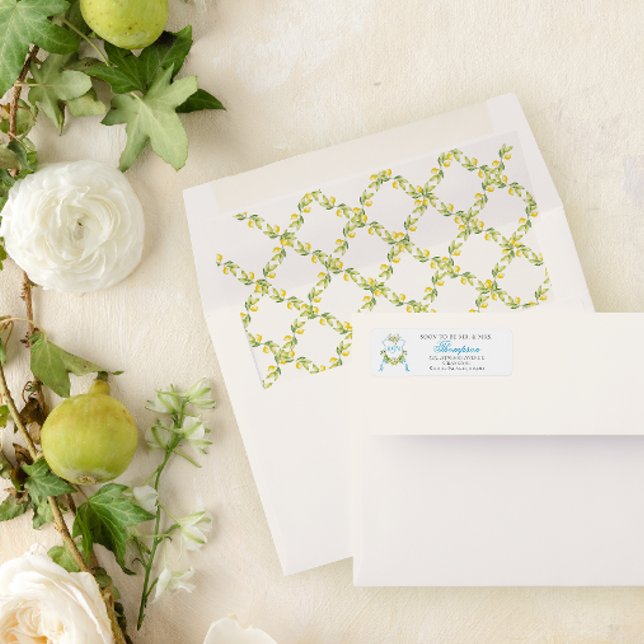 Étiquette Faire-part de mariage de crête de style méditerran (Créateur téléchargé)