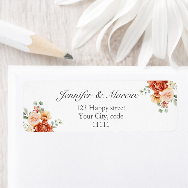 Étiquette Faire-part de mariage élégant floral Adresse de re (En situation)