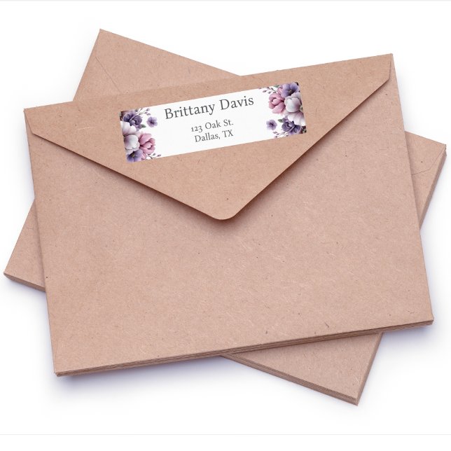 Étiquette Faire-part de retour Lavande Floral pour la fête d (Créateur téléchargé)