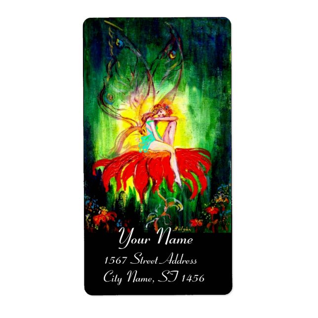 ÉTIQUETTE FAIRY DREAMING SUR LA FLEURS ROUGE (Devant)