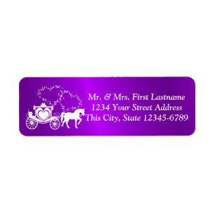 Étiquette Fairytale Carriage and Hearts Purple