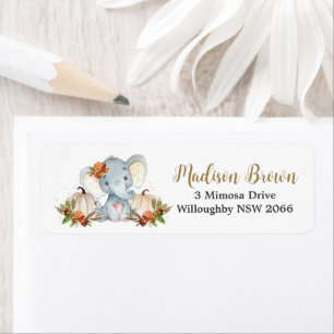 Étiquette Fall Floral Citrouille mignon Elephant Adresse de 