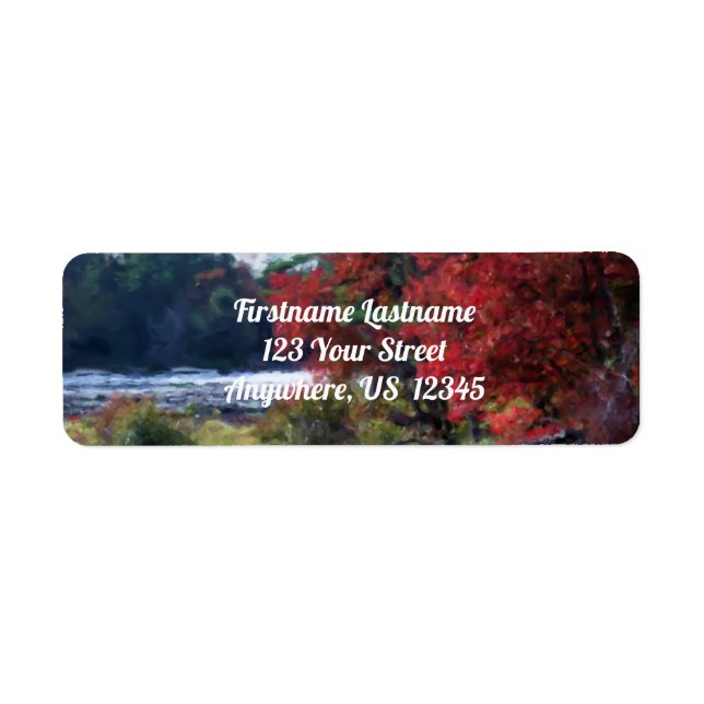 Étiquette Fall Foliage Pond Painting Nature Art Adresse (Devant)