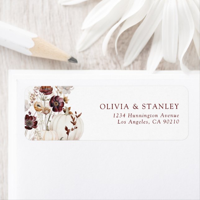 Étiquette Fall Pumpkin Wildflower (En situation)