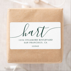 Étiquette Famille d'adresses de style script vert foncé élég