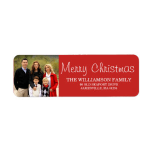 Étiquette Famille de Noël Rouge Retourner l'adresse Étiquett