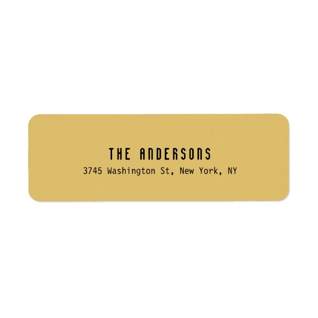 Étiquette Family Name Modern Plain Professional Brass Yellow (Devant)