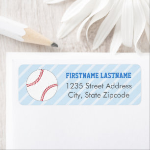 Étiquette Fan de sport de baseball à rayures bleues Famille