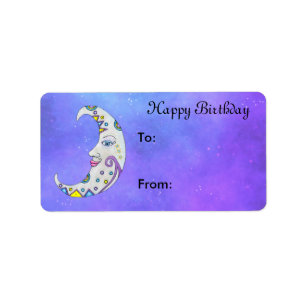 Étiquette Fantastique Lune blanche Croissant Joli Visage Cie