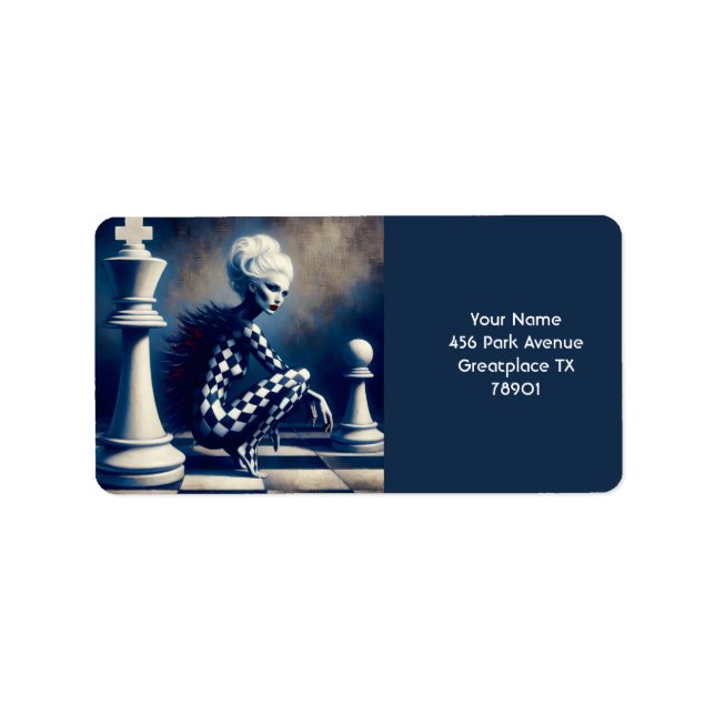 Étiquette Fantasy Cute Black White Lady (Devant)