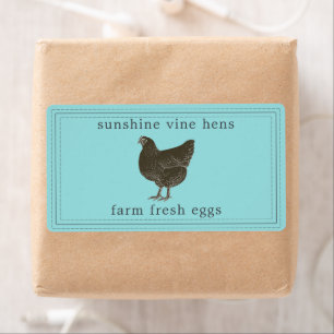 Étiquette Farm Fresh Eggs Vintage Hen Egg Carton Label Blue