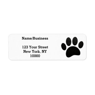 Étiquette Faux Black Leather Dog Empreinte de patte Personna