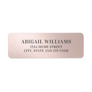 Étiquette Faux Foil Blush Pink Adresse de retour