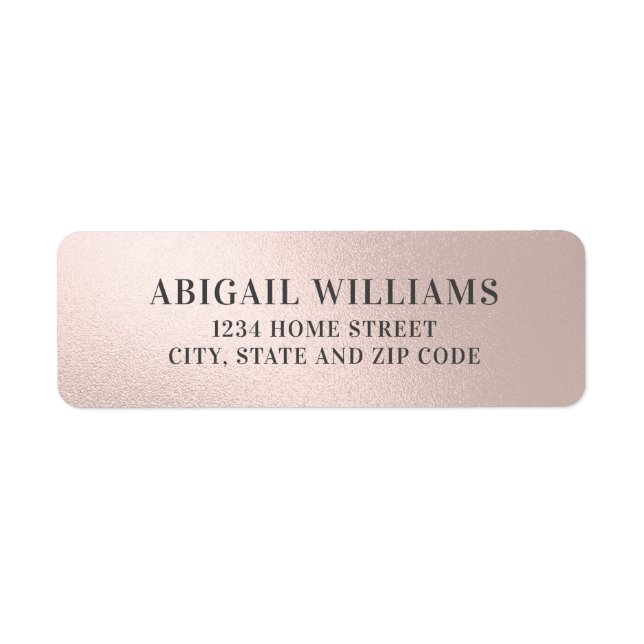 Étiquette Faux Foil Blush Pink Adresse de retour (Devant)