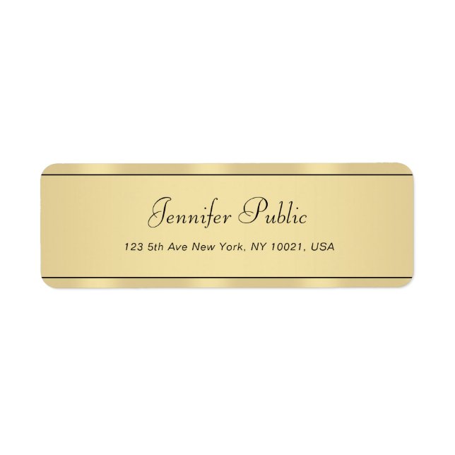 Étiquette Faux Gold Calligraphie Élégant Script à main moder (Devant)