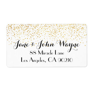 Étiquette Faux Gold Confetti Dots Mariage Adresse de retour