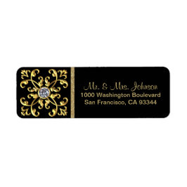Étiquette Faux Gold Diamond Enveloppe noire Adresse de retou