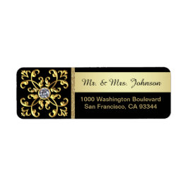 Étiquette Faux Gold Diamond Enveloppe noire Adresse de retou