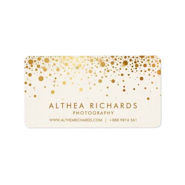 Étiquette Faux Gold Foil Confetti Carte de visite | Ivoire (Devant)