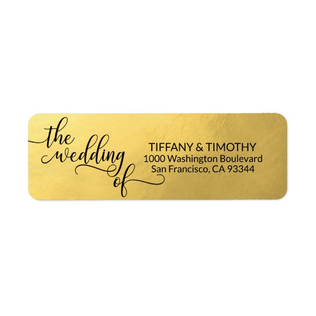 Étiquette Faux Gold Foil LE MARIAGE DE L'Adresse de retour (Devant)