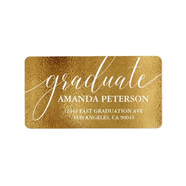 Étiquette Faux Gold Foil Moderne Élégante Typographie Diplôm (Devant)