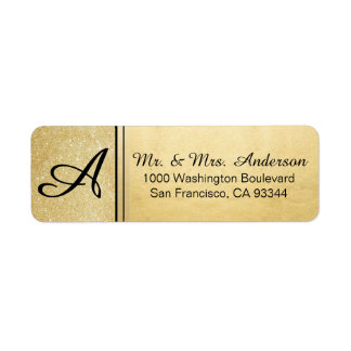 Étiquette Faux Gold Foil Parties scintillant Monogramme Adre