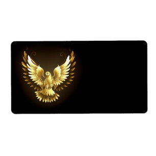 Étiquette Faux Gold Foil Peace Dove en noir