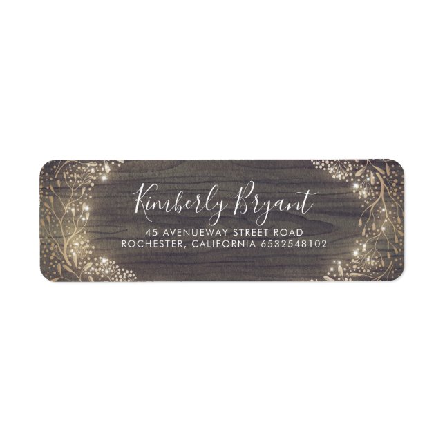 Étiquette Faux Gold Foil Wreath Baby's Breath Wreath Rustic (Devant)