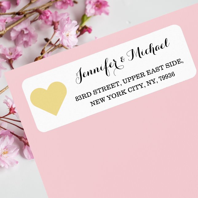 Étiquette Faux Gold Heart Personnalisez le Mariage Valentine (Faux Gold Heart Personalize Wedding Valentines Day Label)