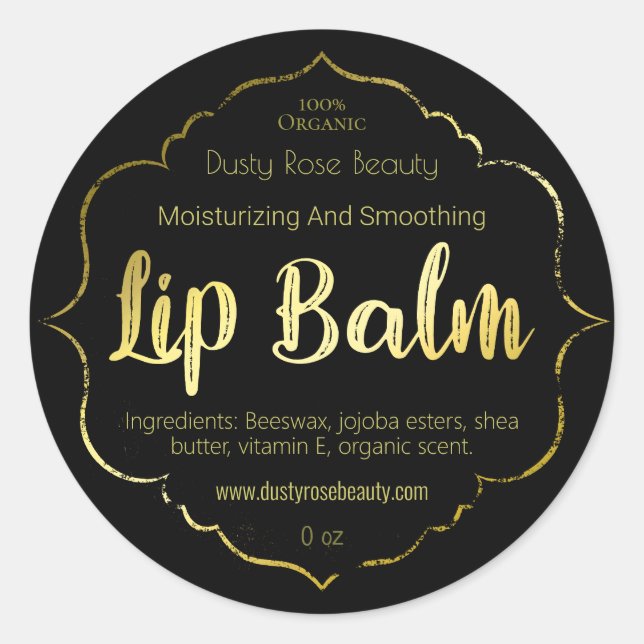 Étiquette Faux Gold Lip Balm (Devant)