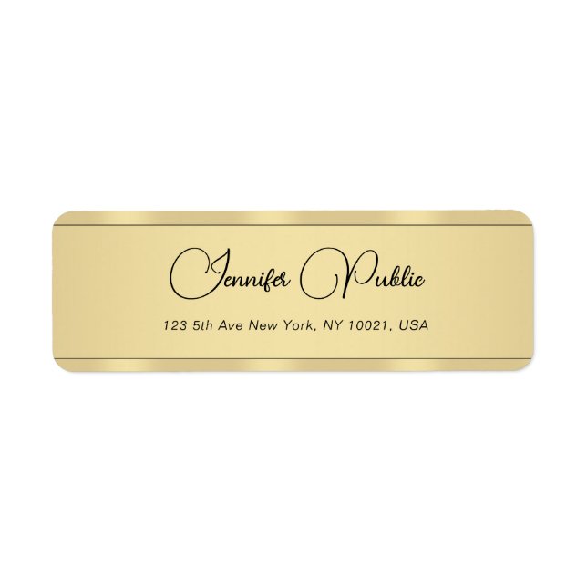 Étiquette Faux Gold Modern Elegant Typographie Retour Adress (Devant)