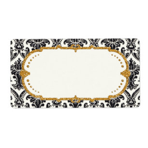 Étiquette Faux Gold Parties scintillant Damask Floral Patal